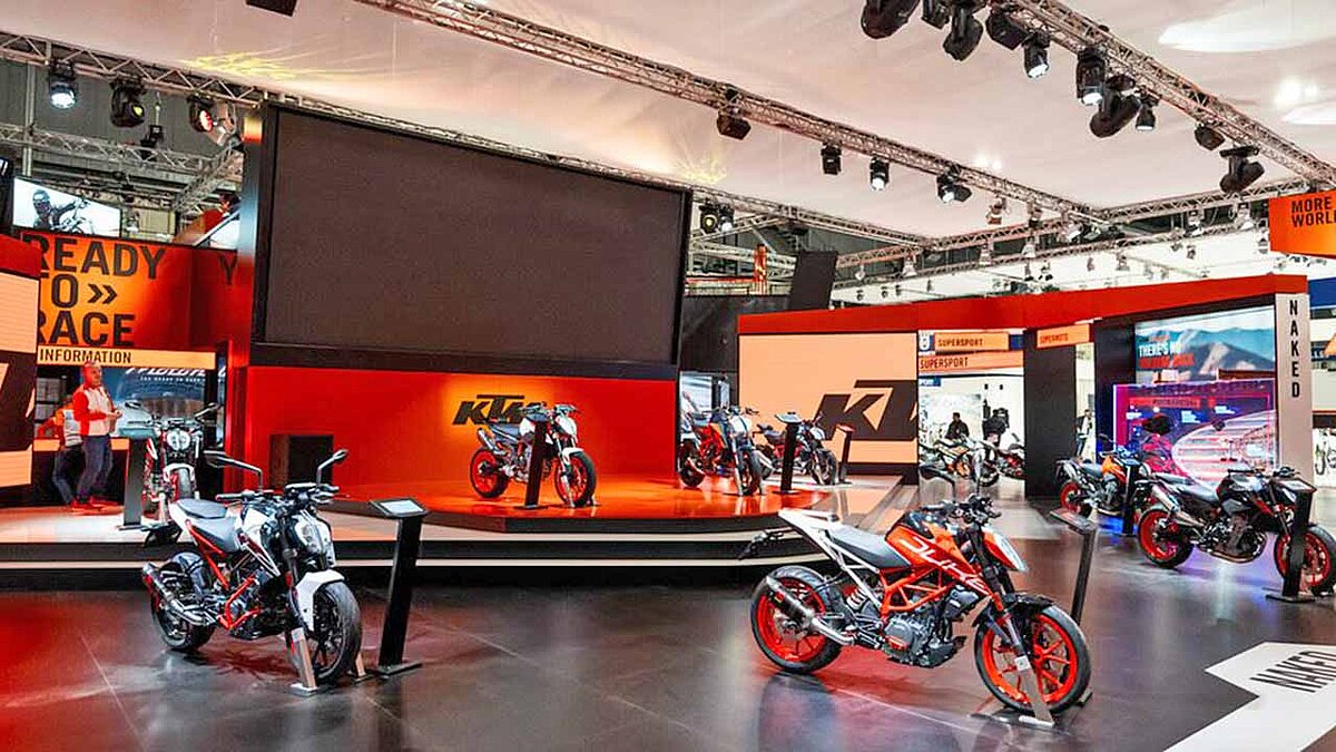 Seinen Messestand, wie hier vergangenes Jahr auf der EICMA, will KTM dieses Jahr nicht mehr aufbauen.