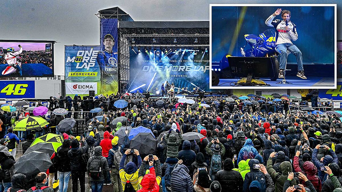 Große Abschiedsbühne für einen Rockstar der MotoGP: Yamaha und die Fans sagten auf der EICMA in Mailand „Ciao“ zu Valentino Rossi.
