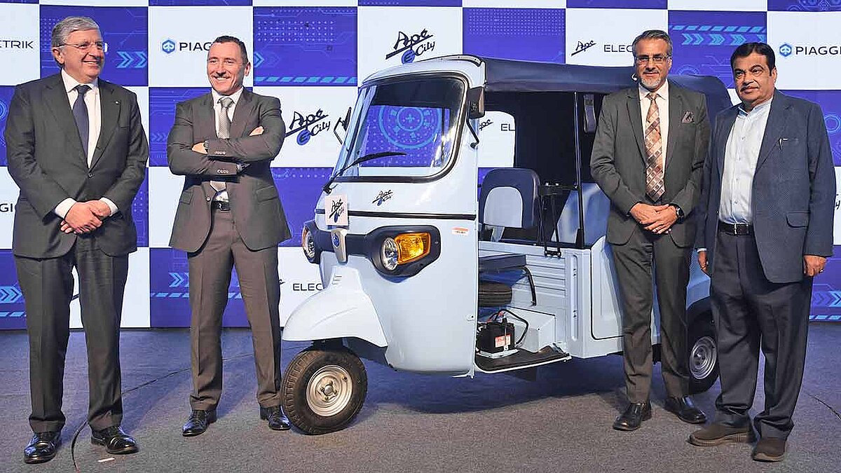 In Neu-Delhi wurde unlängst ein E-Modell von Piaggios Lasten-Dreirad Ape vorgestellt.