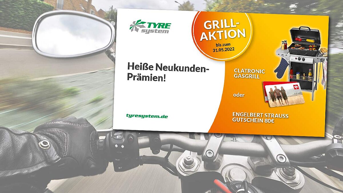 Mit diesem Motiv wirbt Reifengroßhändler TyreSystem für seine noch bis Ende Mai 2022 laufende Kundenaktion.
