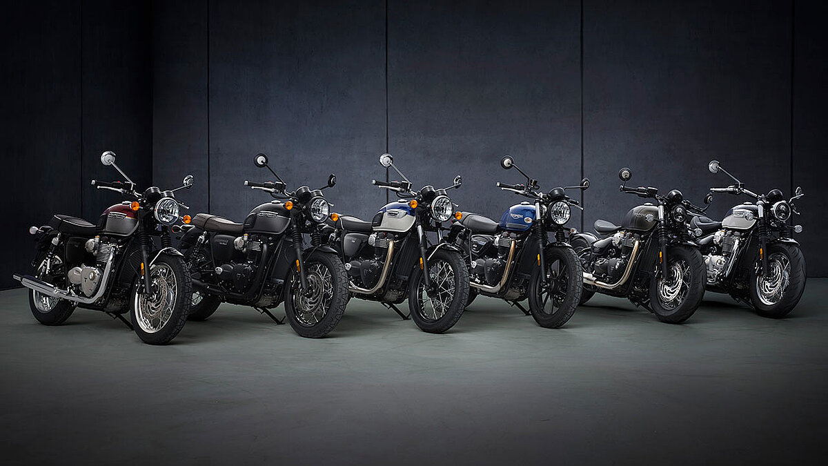In frischem Ornat und Euro-5-ertüchtigt: Die Bonneville-Familie von Triumph für das Modelljahr 2021 auf einen Blick.
