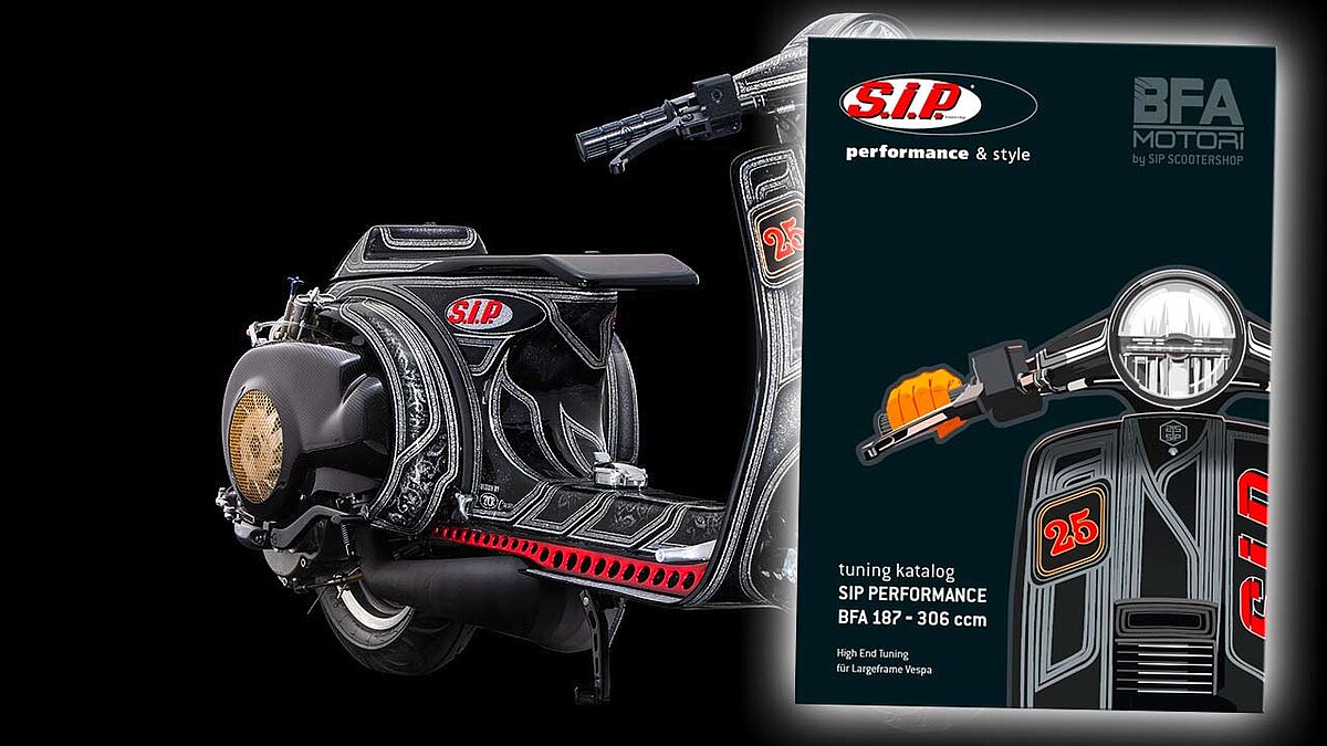 In einem neuen Spezialkatalog gibt SIP Scootershop einen Überblick über die Möglichkeiten des BFA-Tunings von Vespa Largeframes.
