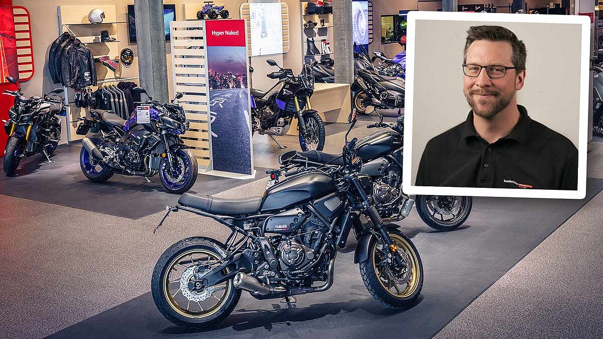 Filialleiter Pat Sieber (kl. Foto) freut sich auf die Eröffnung seiner Töff-Erlebniswelt in Adliswil.