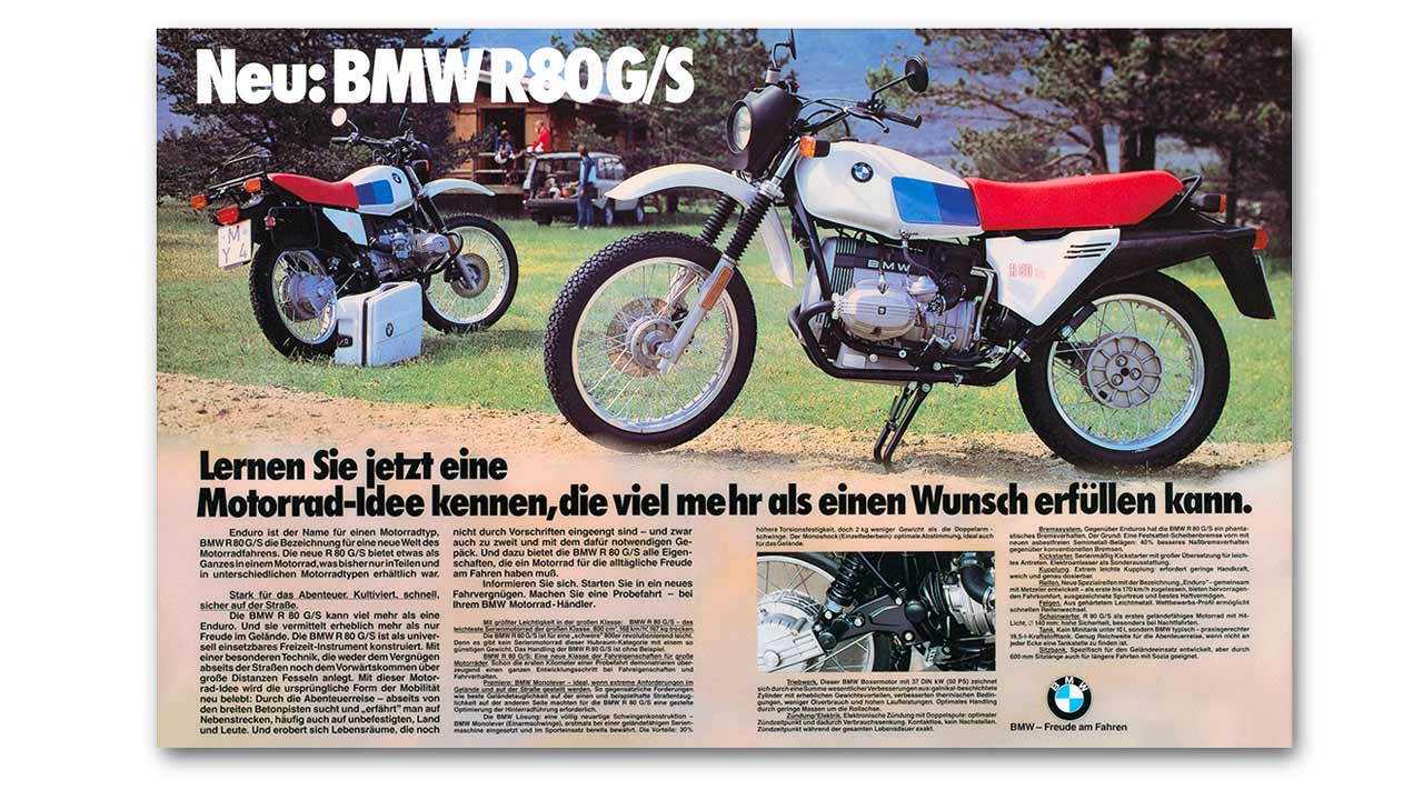 Anno 1980 bewarb der Hersteller seinen neuen Zweiradwurf in großformatigen, textschwangeren Anzeigen – und noch mit dem Slogan „Freude am Fahren“.