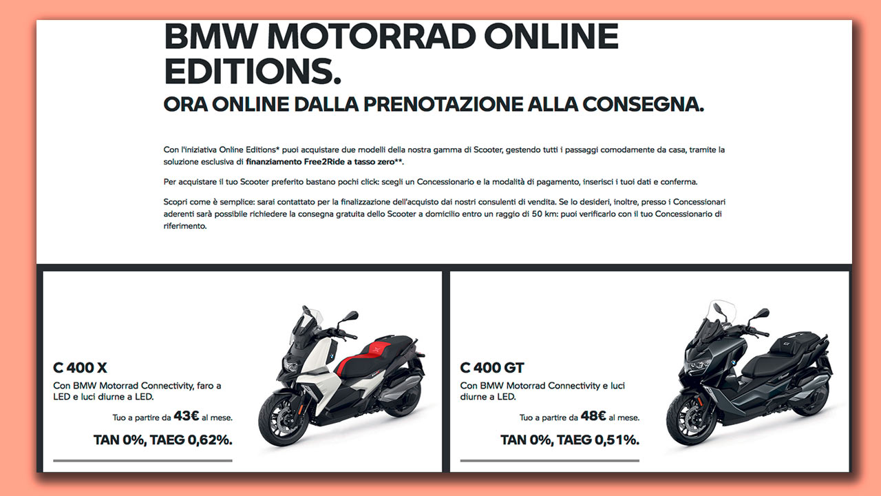 BMW testet in Italien den Zweiradverkauf in einem rein digitalen Verkaufsprozess.